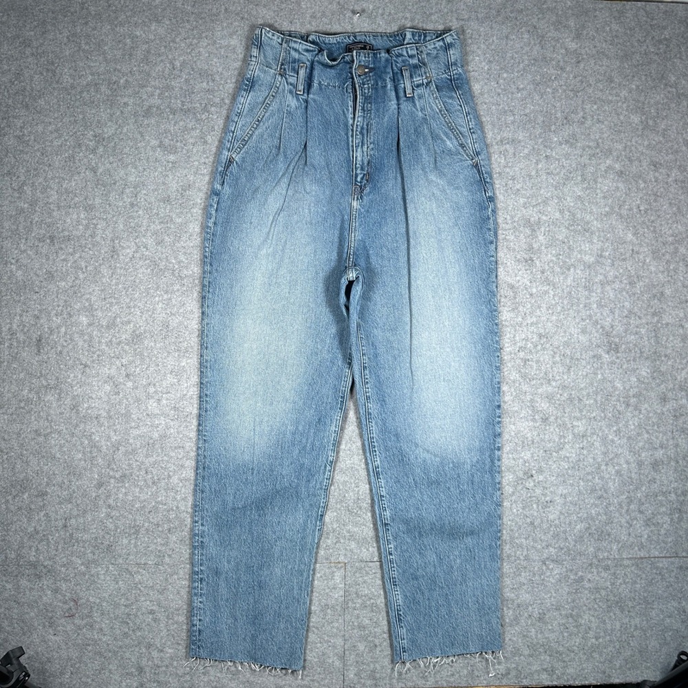 Abercrombie & Fitch Denim Jeans Womens 29/8R Blue A&F Mom Jean High Rise Pleated